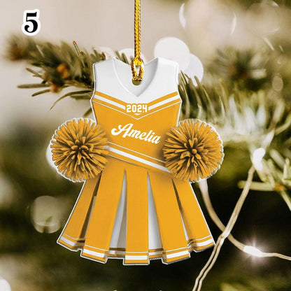 Custom Cheerleader 2d Flat Ornament, Personalized Cheerleading Girl Christmas Ornaments, Blue Cheerleader Ornament, Xmas Gift 2024 Daughter