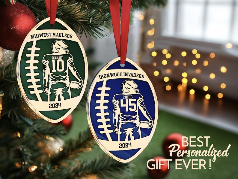 Personalized Sports Ornaments, Custom Football Player Ornament, Football Fan Gift, Personalized Football Player Keepsake, Sports Lovers Gift