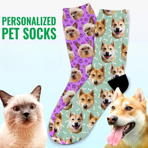 Personalized Pet Photo Socks, Custom Dog & Cat Photo Socks, Pet Lovers Gift