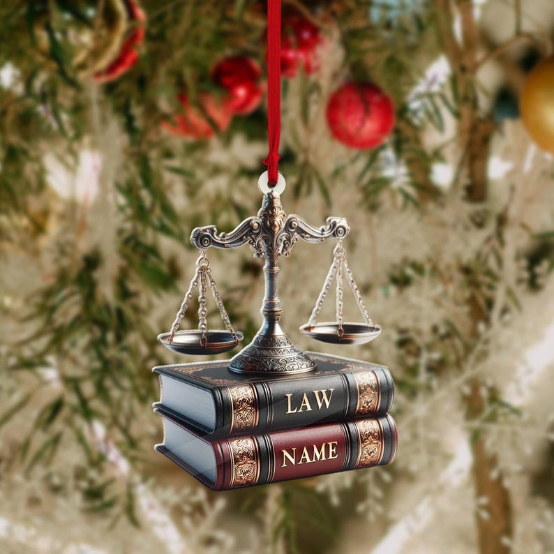 Lawyer Attorney Judge 2D FLAT Christmas Ornament, Xmas Tree Decoration, Custom Name Gift For Law School Graduation, Gift For Her,Lawyer Gift