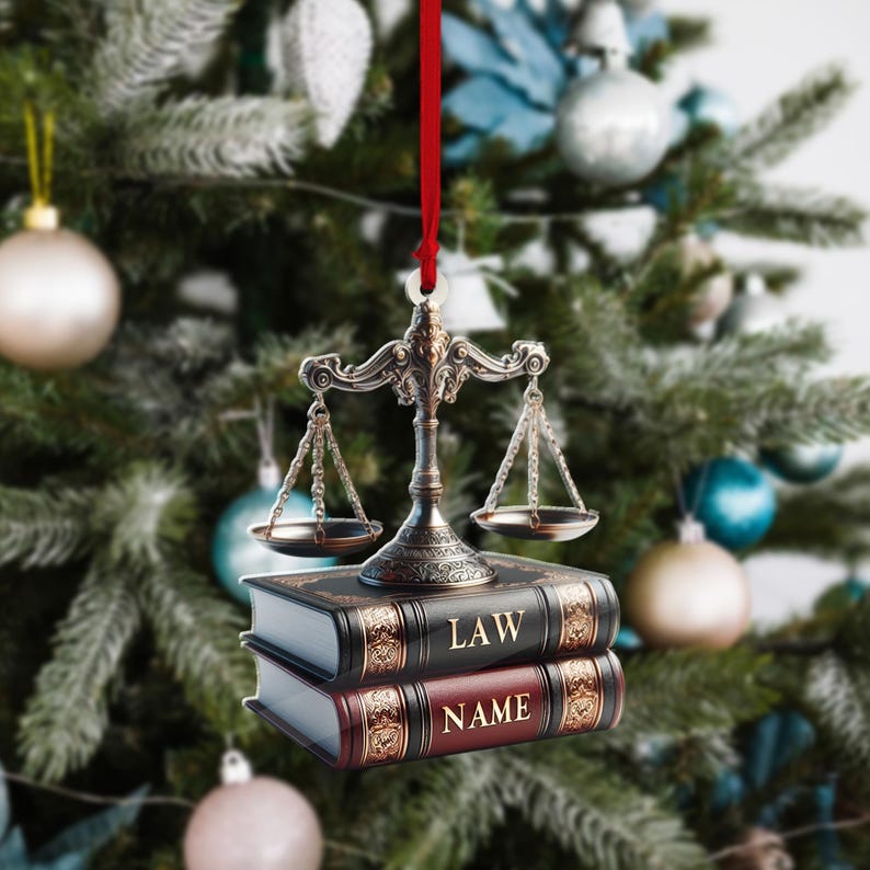 Lawyer Attorney Judge 2D FLAT Christmas Ornament, Xmas Tree Decoration, Custom Name Gift For Law School Graduation, Gift For Her,Lawyer Gift