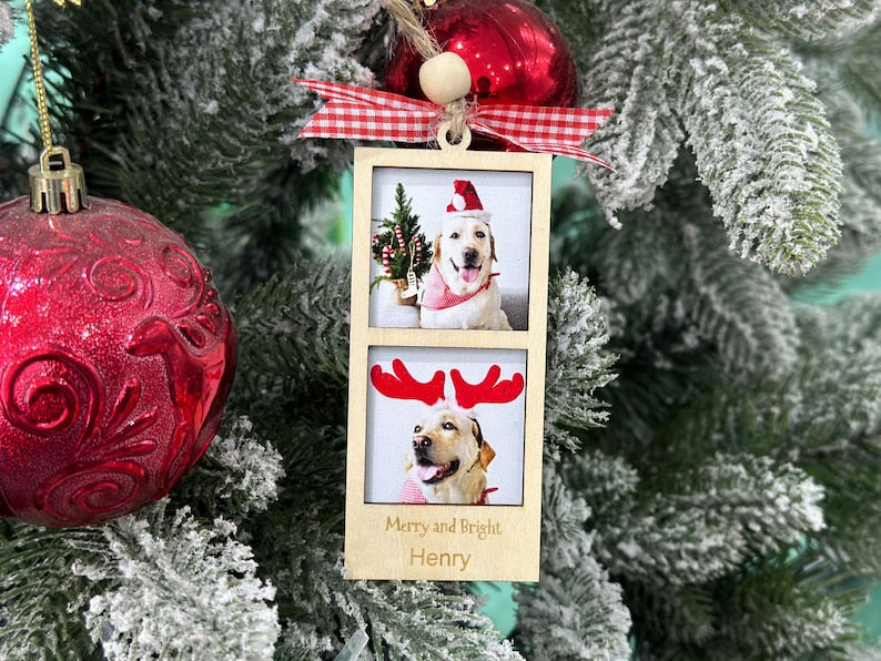 Photo Ornament, Photo Strip Ornament, Personalized Photo Strip Christmas Ornament, Christmas Ornament Photo Frame, First Married Ornament
