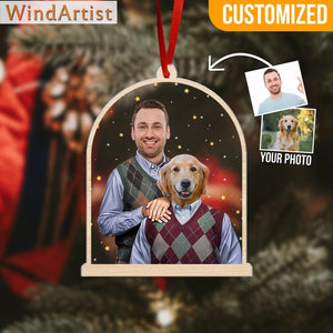 Custom Funny Step Brothers Portrait Ornament, Funny Gift For Pet Loved, Christmas Gift, Dog Dad Gift, Car Ornament, Car Visor Decor