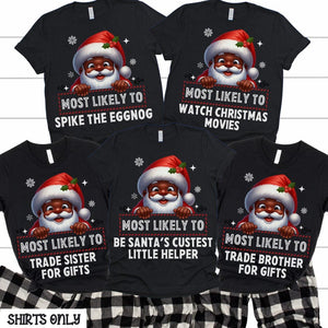 Black Santa Claus Christmas Pajamas, Family Matching Christmas Pajamas, Brown Santa Claus, Holiday Pajamas, Matching Family, Most Likely To