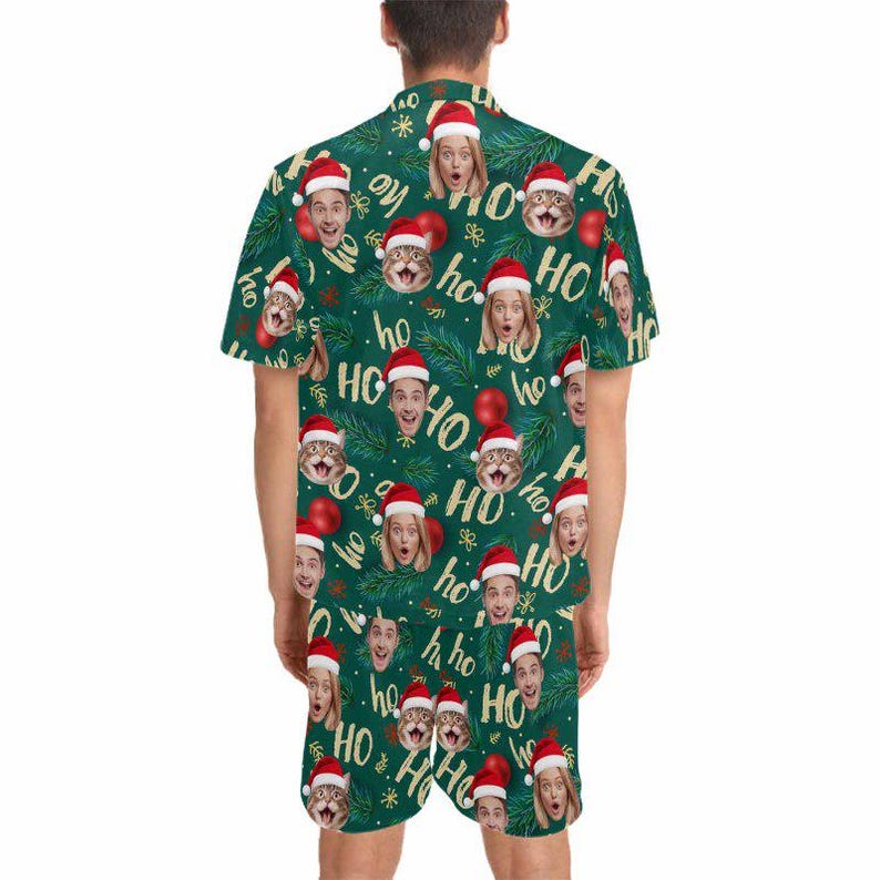 Custom Christmas Pajamas,Personalized Face Short Pajama Set for Men/Women,Custom Pyjamas with Photo,Couple PJs,Christmas Gift,Holiday