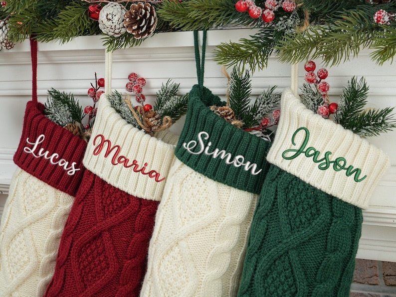2025 Family Christmas Stockings, Personalized Christmas Stocking, Red Xmas Stockings, Custom Stocking with Name, Monogram Stocking Decor