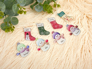 Personalized Snowman, Custom Name Christmas Snowman, Christmas Party Decor, Gift for Grandma, Name of the socks and snowman, Family Gift