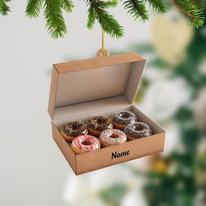 Donut Box Christmas Light Ornament, Xmas Tree Decor, Loved Donut Box Ornament, Xmas Hanging Ornament Gift