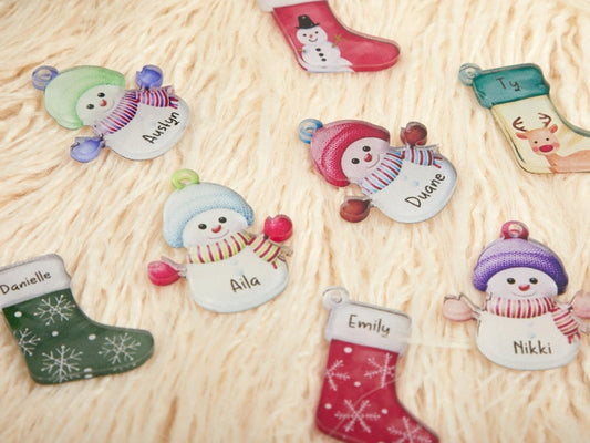 Personalized Snowman, Custom Name Christmas Snowman, Christmas Party Decor, Gift for Grandma, Name of the socks and snowman, Family Gift