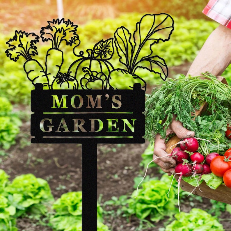 Custom Homegrown Veggies Garden Stake,Metal Vegetables Garden Sign,Personalized Garden Stake,Metal Yard Sign,Yard Decor,Harvest Garden Decor