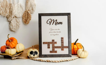 Scrabble Frame Mum the Nanny, Family Name Sign, Gifts for Mom, mother in law gift, Family Tree Gift, Christmas Gifts, Unique Gifts for Mom
