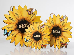 Sunflower Mom Sign Personalized, Birthday Gifts For Mom, Sunflower Mom Sign with Kids Names, Wall Decor, Sunflower Mom and Grandma Sign