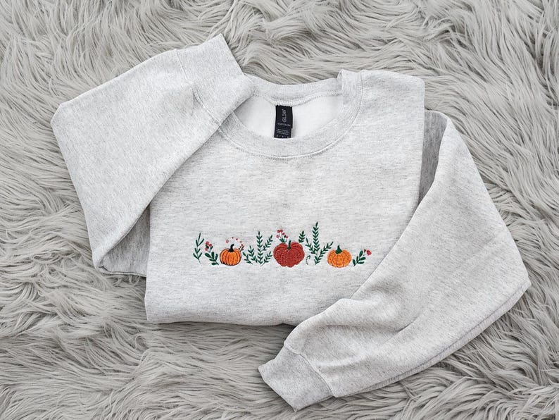 Enchanted Fall Pumpkins Embroidered Crewneck - Pumpkin Patch Crewneck - Autumn Style- Pumpkin Forest - T-Shirt - Sweatshirt - Hoodie il_794xN.6399946299_n0pi.jpg