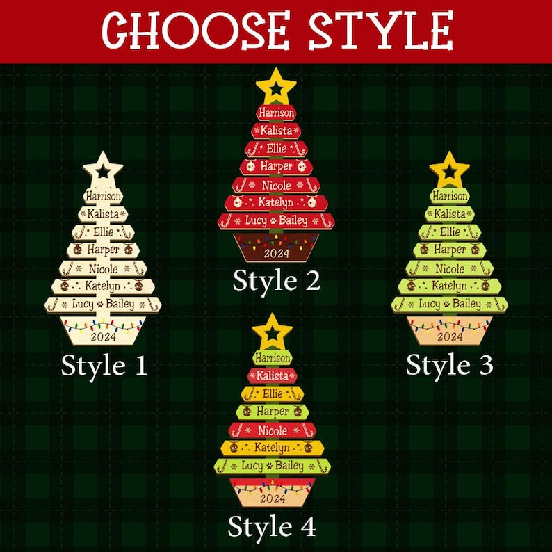 Custom Christmas Tree Ornament with Family Names, Family Christmas Ornament, Christmas Tree Name Ornament 2025, Family Name Ornament