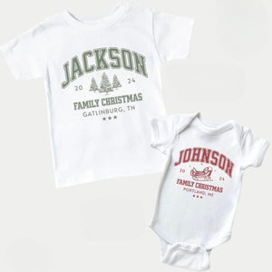 Custom Family Christmas Shirt Comfort Colors Matching Family Christmas Tshirt Personalized Name Christmas Shirt Vintage Santa Varsity Shirt