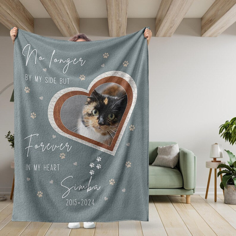 Custom Cat Memorial Blanket Gift, Personalized Cat Remembrance Gift, Cat Loss Bereavement Gifts, Cat Photo Memory Sympathy Gift Pet Keepsake