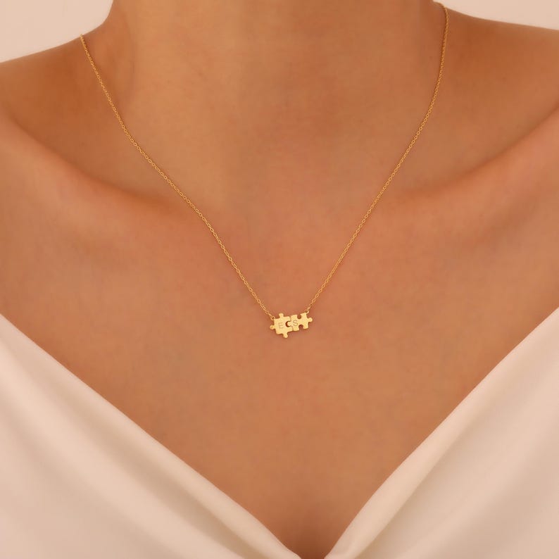 Tiny Puzzle Necklace, Dainty Puzzle Piece Necklace, Couple Necklace, Puzzle Jewelry, Best Friend Gifts, Christmas Gift