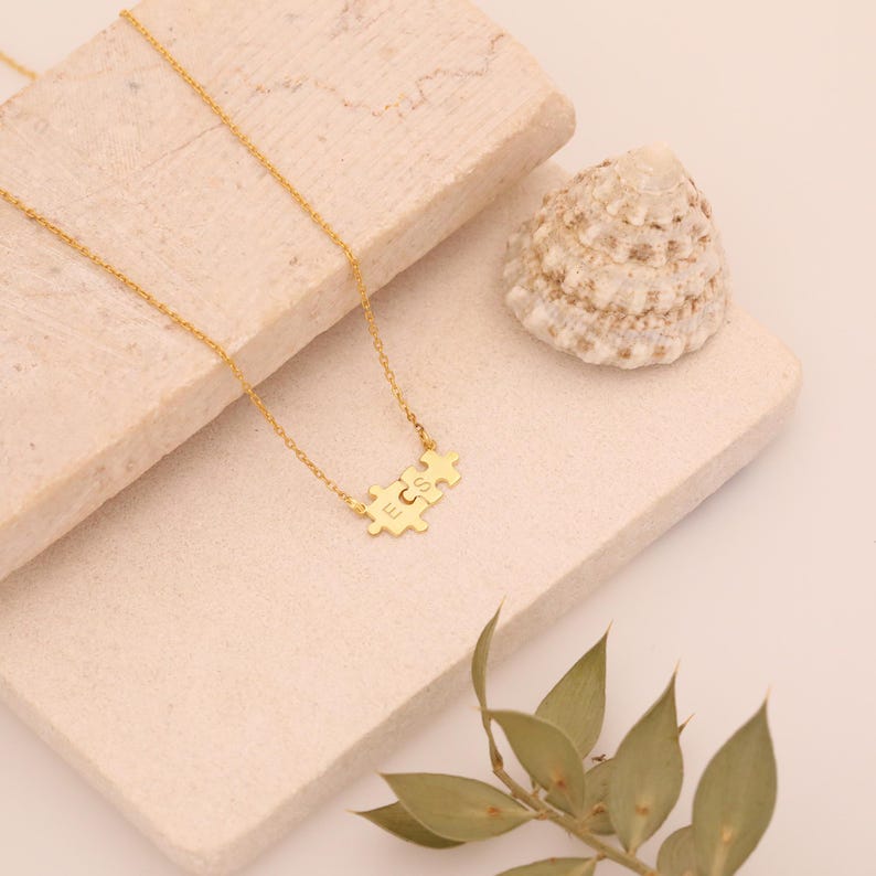 Tiny Puzzle Necklace, Dainty Puzzle Piece Necklace, Couple Necklace, Puzzle Jewelry, Best Friend Gifts, Christmas Gift