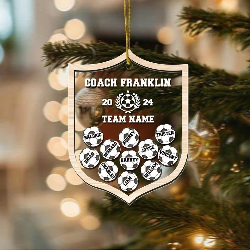 Personalized Soccer Team Shake Ornament, Custom Soccer Player Ornament, Soccer Coach Gift, Soccer Team Keepsake, Soccer Christmas Ornament