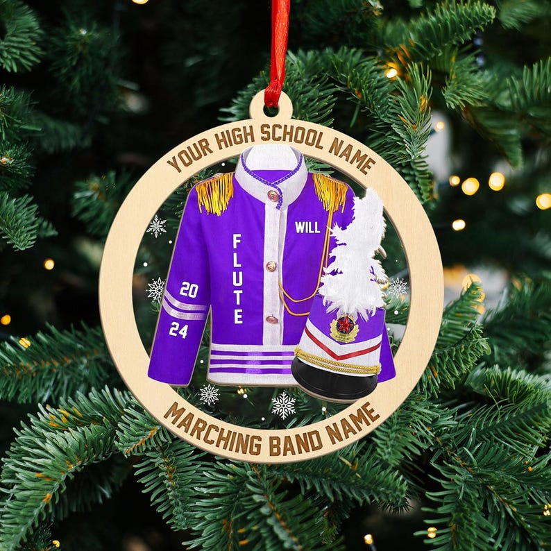 Personalized Marching Band Uniform Ornament, Band Uniform Ornament, Acrylic Ornament, Christmas Band Ornament, Marching Band Wooded Ornament