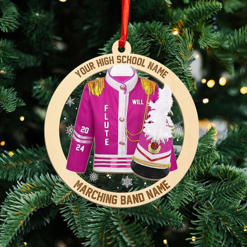 Personalized Marching Band Uniform Ornament, Band Uniform Ornament, Acrylic Ornament, Christmas Band Ornament, Marching Band Wooded Ornament