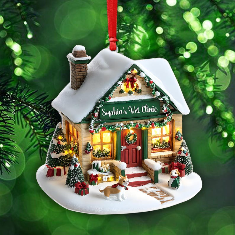 Personalized Dreamy Vet Clinic 2D Flat Acrylic Ornament, Gift for Animal Lovers, Gift for Pet Groomer, Veterinarian Gift, New Vet Gift