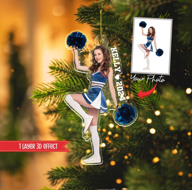Personalized Cheerleader Christmas Ornament, Custom Photo Ornament, Cheerleading Team Gift, Cheer Mom Gift, Cheerleader Gift, Cheer Gifts