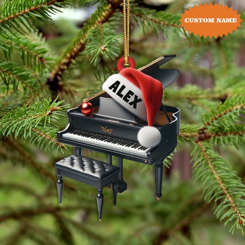 Personalized Piano Christmas Ornament, Music Christmas Ornament, Piano Lovers Ornament Gift, Musician Ornament Gift, Piano Player