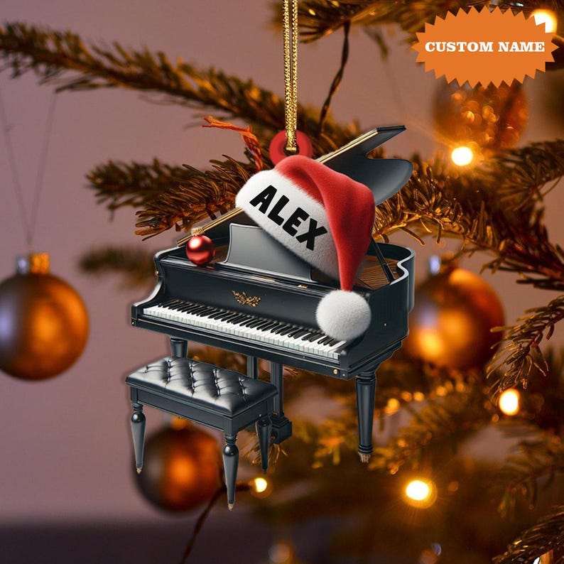 Personalized Piano Christmas Ornament, Music Christmas Ornament, Piano Lovers Ornament Gift, Musician Ornament Gift, Piano Player