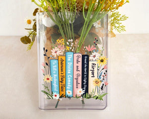 Personalized Eco-Friendly Acrylic Book Vasefor,Flower Books Acrylic Vase,Shelf Decor,Gift For Book Lover,Reading Lover,Acrylic Book Vase