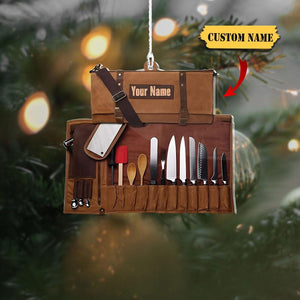 Personalized Chef Name CSO For Chef Custom Shape Ornament FLAT 2D, Chef Tools Bag Ornament, Cook Ornament, Christmas Gift For Chef.