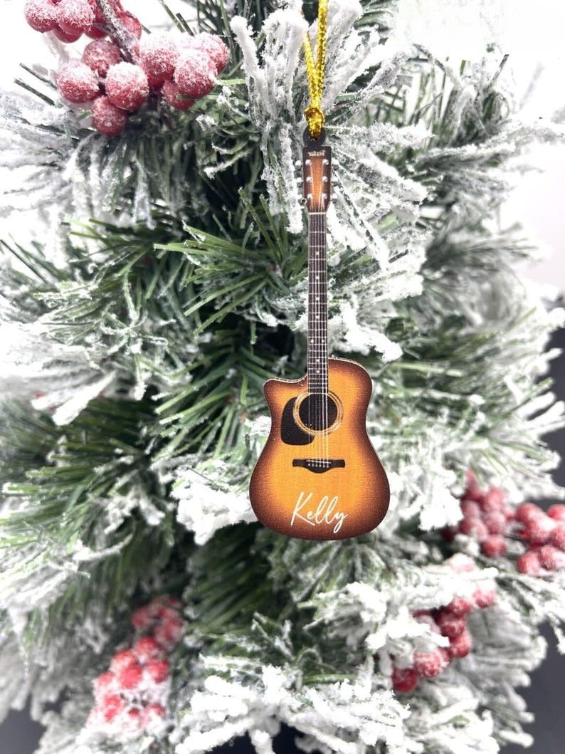 Acoustic Guitar Ornament, Guitar Christmas Tree Decoration, Christmas Gift for Guitarist, Guitar Player Gift, Classic Guitar Ornament Music