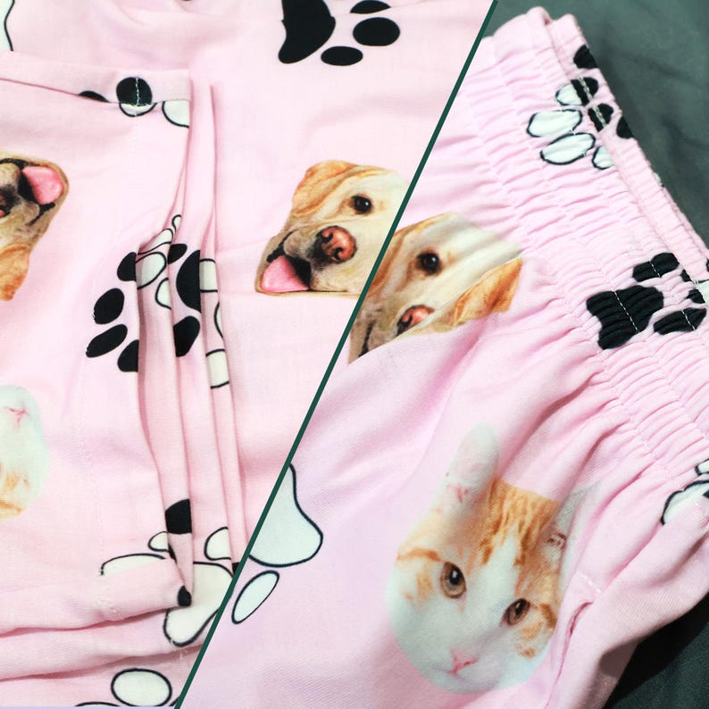 Custom Pajama Pants, Personalized Pet Face Pajamas Pants, Custom Dog Pajamas Pants, Pet Photo Pajama, Face on Pajamas Socks, Christmas Gifts
