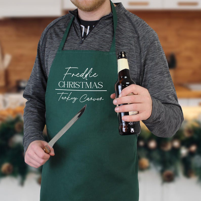Personalised Adult Christmas Cooking Apron Christmas Dinner Role, Turkey Carver Apron, Family Christmas Apron, Cooking Secret Santa Gift