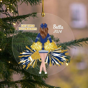 Personalized Cheerleader Girl Acrylic Ornament, Cheerleading Ornament, Ceramic Cheerleader Ornament, Cheer Coach Gift, Cheerleader Gift.