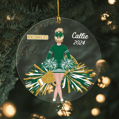 Personalized Cheerleader Girl Acrylic Ornament, Cheerleading Ornament, Ceramic Cheerleader Ornament, Cheer Coach Gift, Cheerleader Gift.