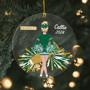 Personalized Cheerleader Girl Acrylic Ornament, Cheerleading Ornament, Ceramic Cheerleader Ornament, Cheer Coach Gift, Cheerleader Gift.