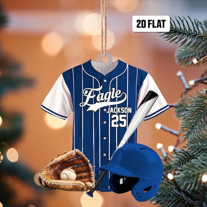 Personalized Baseball Bag 2D Flat Ornament, Baseball Player Gear Ornament, Baseball Custom Name Keepsake, Baseball Christmas Ornament