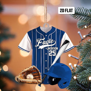 Personalized Baseball Bag 2D Flat Ornament, Baseball Player Gear Ornament, Baseball Custom Name Keepsake, Baseball Christmas Ornament