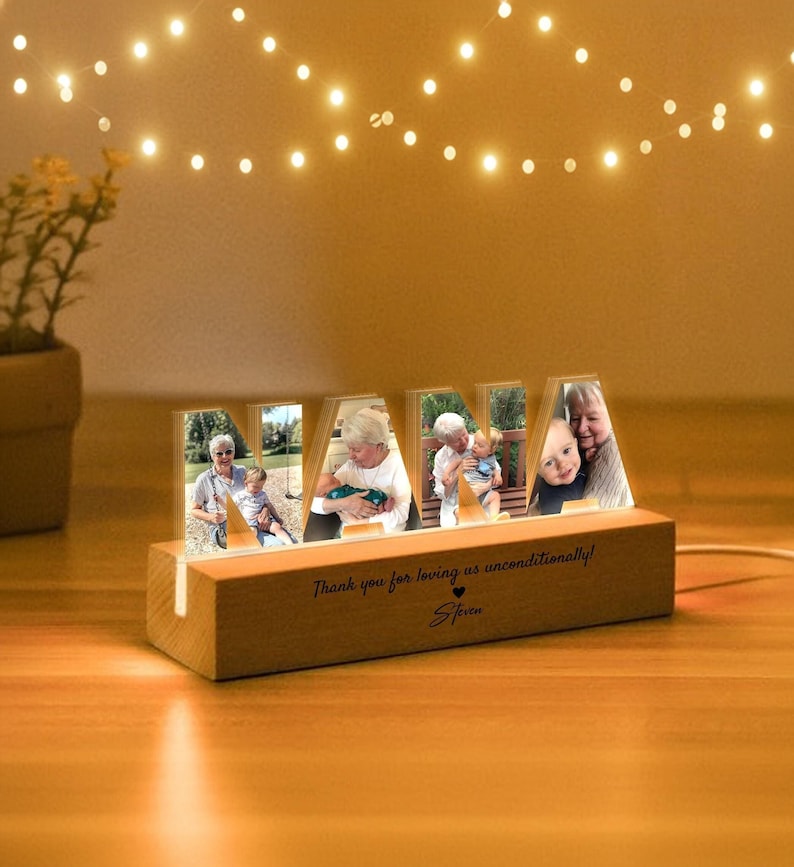 Personalized Nana Photo Collage Night Light, Custom Nana Photo Gift, Grandma Birthday Gift, Gift From Grandkids, Nana Christmas Gift