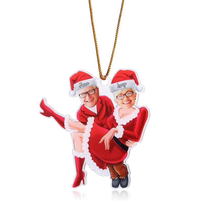 Couple Photo Christmas Ornament Funny Face Picture Acrylic Ornament Custom Photo Ornament Christmas Gift for Lovers Gift for Mrs & Mrs