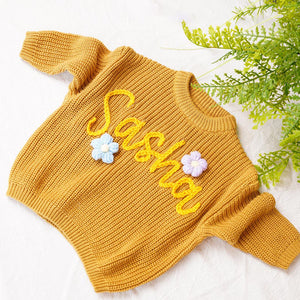 Hand Embroidery Sweaters, Custom Toddler Sweaters, Knit Sweater, Baby Jumper, Gifts for Daughters, Nursery Gifts, Baby Boy Gift, Baby Girl