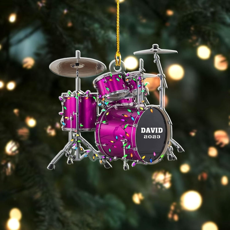 Custom Drum Ornament, Personalized Drum Christmas Ornament, Christmas Gifts For Drummer, Custom Ornaments Gift For Drum Lovers,Drum Ornament