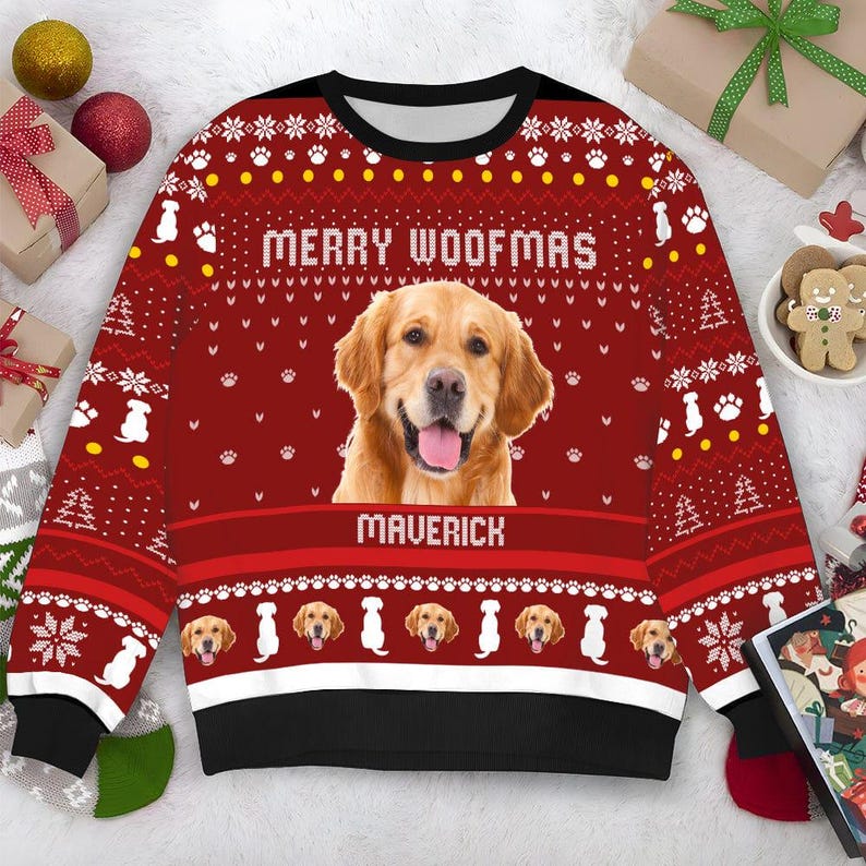 Custom Dog & Cat Photo Ugly Christmas Sweater, Personalized Custom Dog Photo Ugly Sweater, Funny Christmas Gift For Pet Owners, Pet Lovers