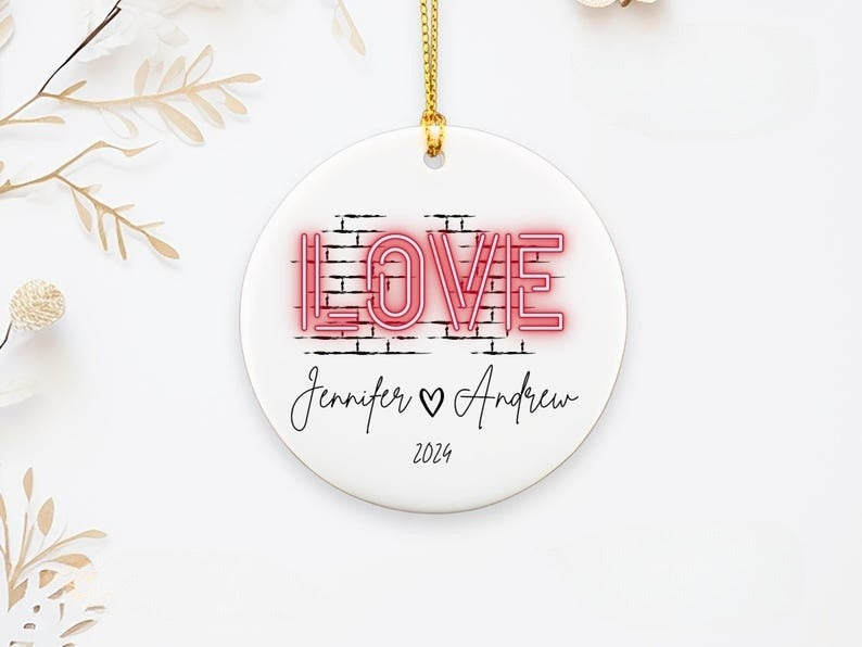Personalized Christmas lights love couple Ornament, romantic gifts for her, romantic gifts for couples