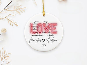 Personalized Christmas lights love couple Ornament, romantic gifts for her, romantic gifts for couples