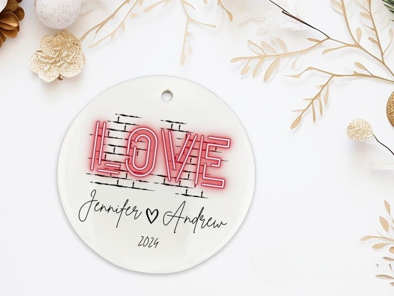 Personalized Christmas lights love couple Ornament, romantic gifts for her, romantic gifts for couples