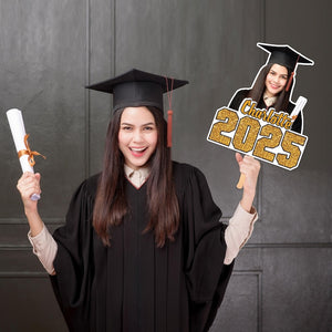 Custom Face Fans With Wooden Handle, Graduation Head, Grad Face Fans, Class of 2025 Head Fans, Graduation Faces on a Stick