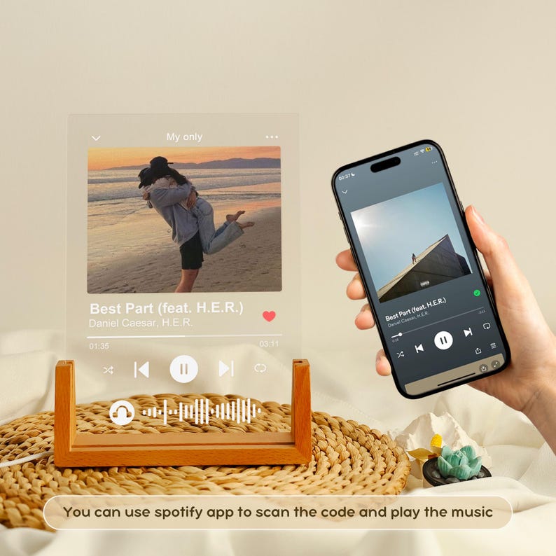 Music Photo Name Night Light, Custom Photo Music Plaque, Personalized Song Acrylic Plaque, Bedroom Decor, LED Nightlight, Gift for Mom