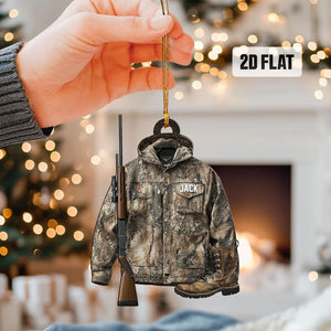 Personalized Hunting 2D Flat Ornament, Custom Hunting Christmas Tree Ornament, Hunting Vest Christmas Decor, Gift for Hunter, Dad, Husband